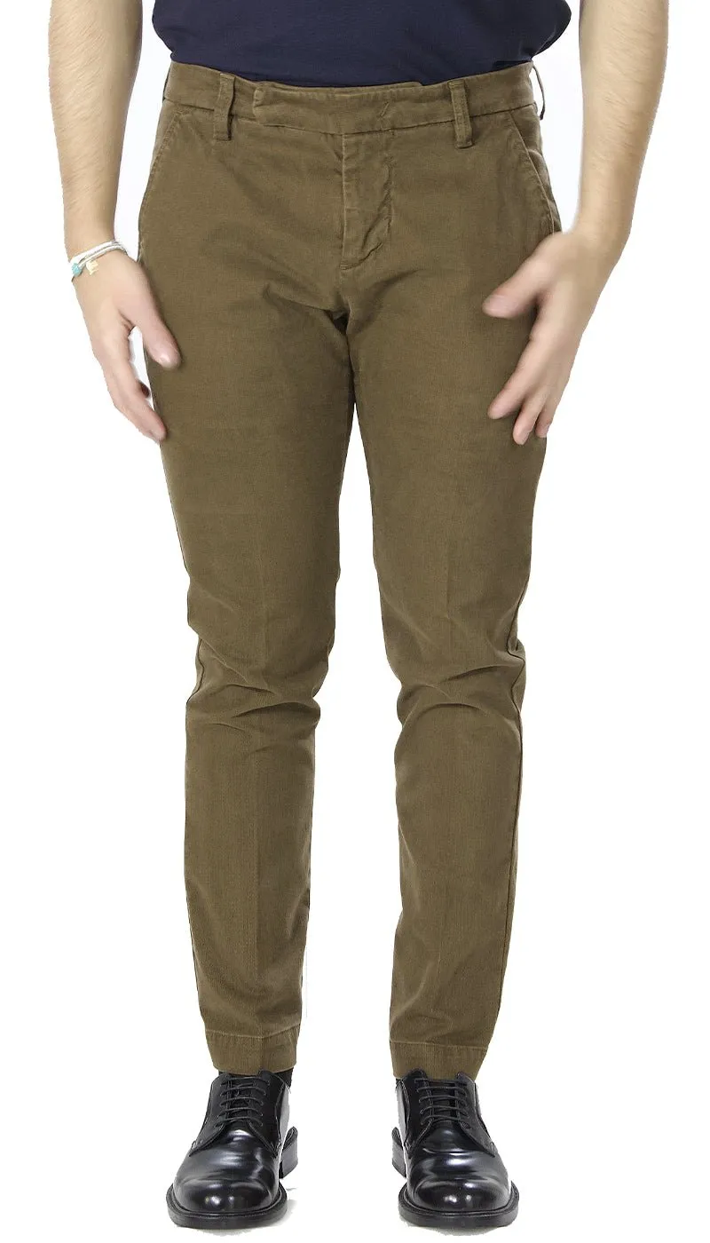 Entre Amis Collezione O'Sart Pantalone marrone micro fantasia corto con cinturino.