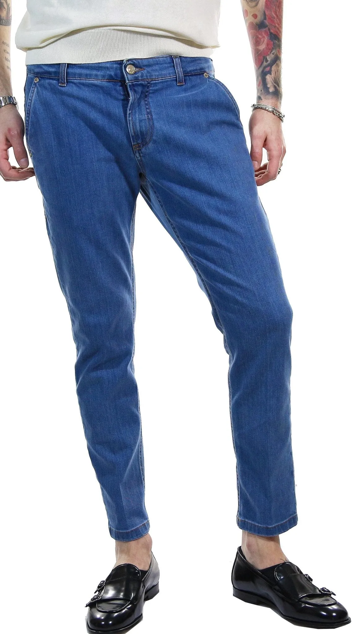 Entre Amis Jeans in denim con tasche america.