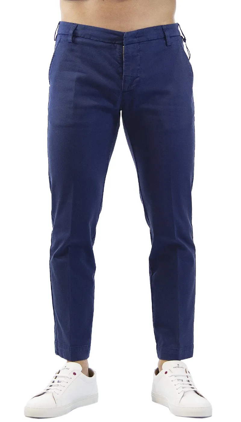 Entre Amis Pantalone uomo blu in gabardine di cotone tasca america corto. P218188/292