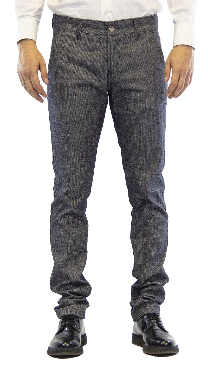 Entre Amis Pantalone uomo  in cotone tessuto spigato blu