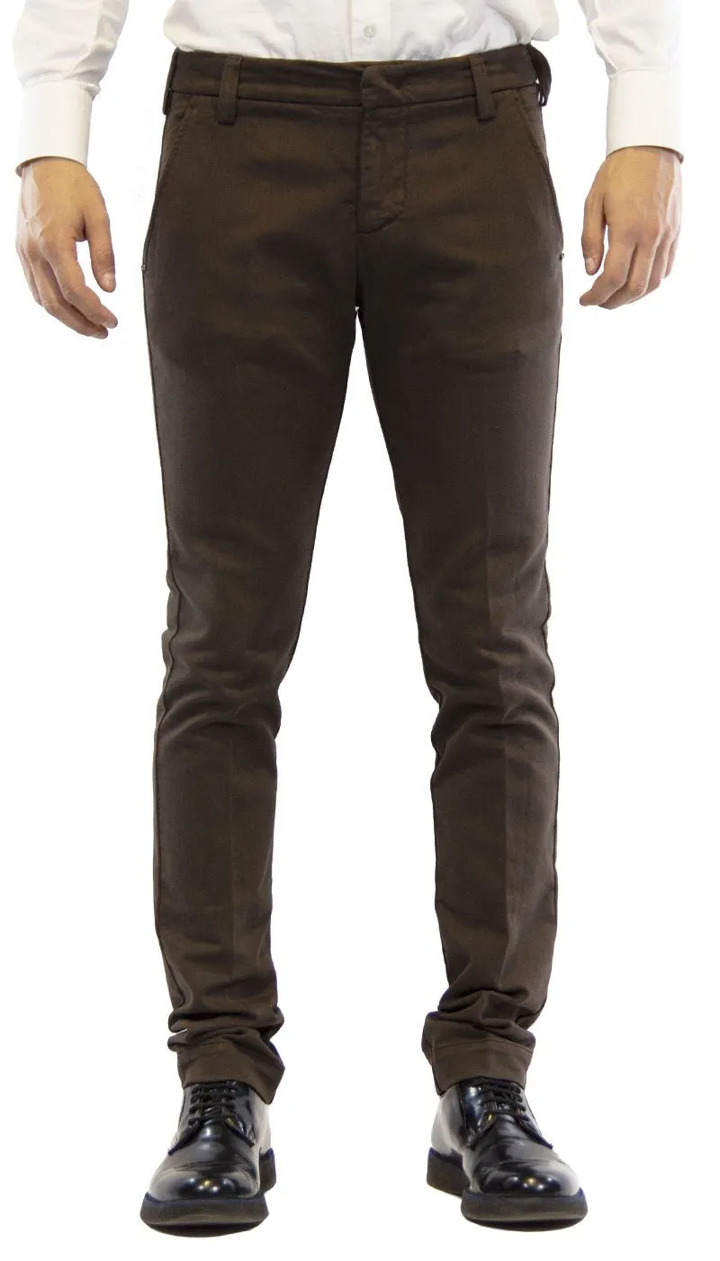 Entre Amis Pantalone uomo  tasche america lungo marrone in cotone