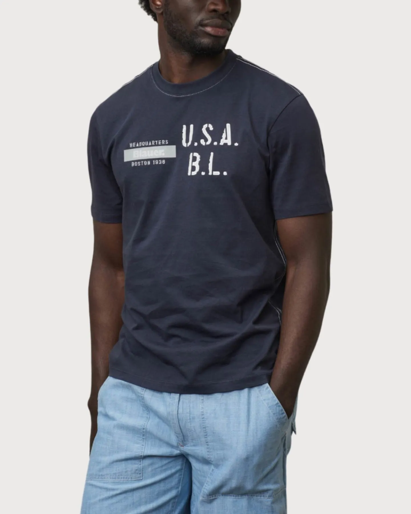 Blauer T-Shirt Girocollo