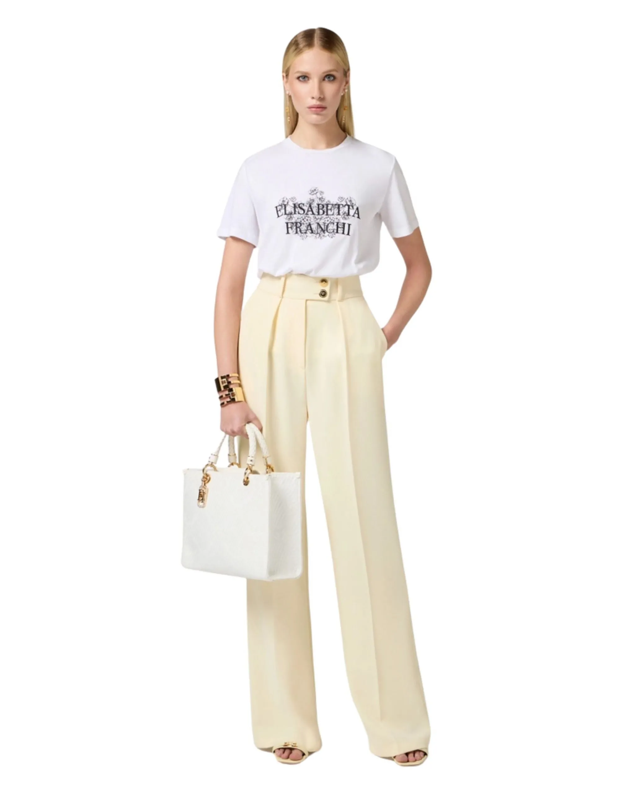 Elisabetta Franchi T-shirt in cotone con ricamo