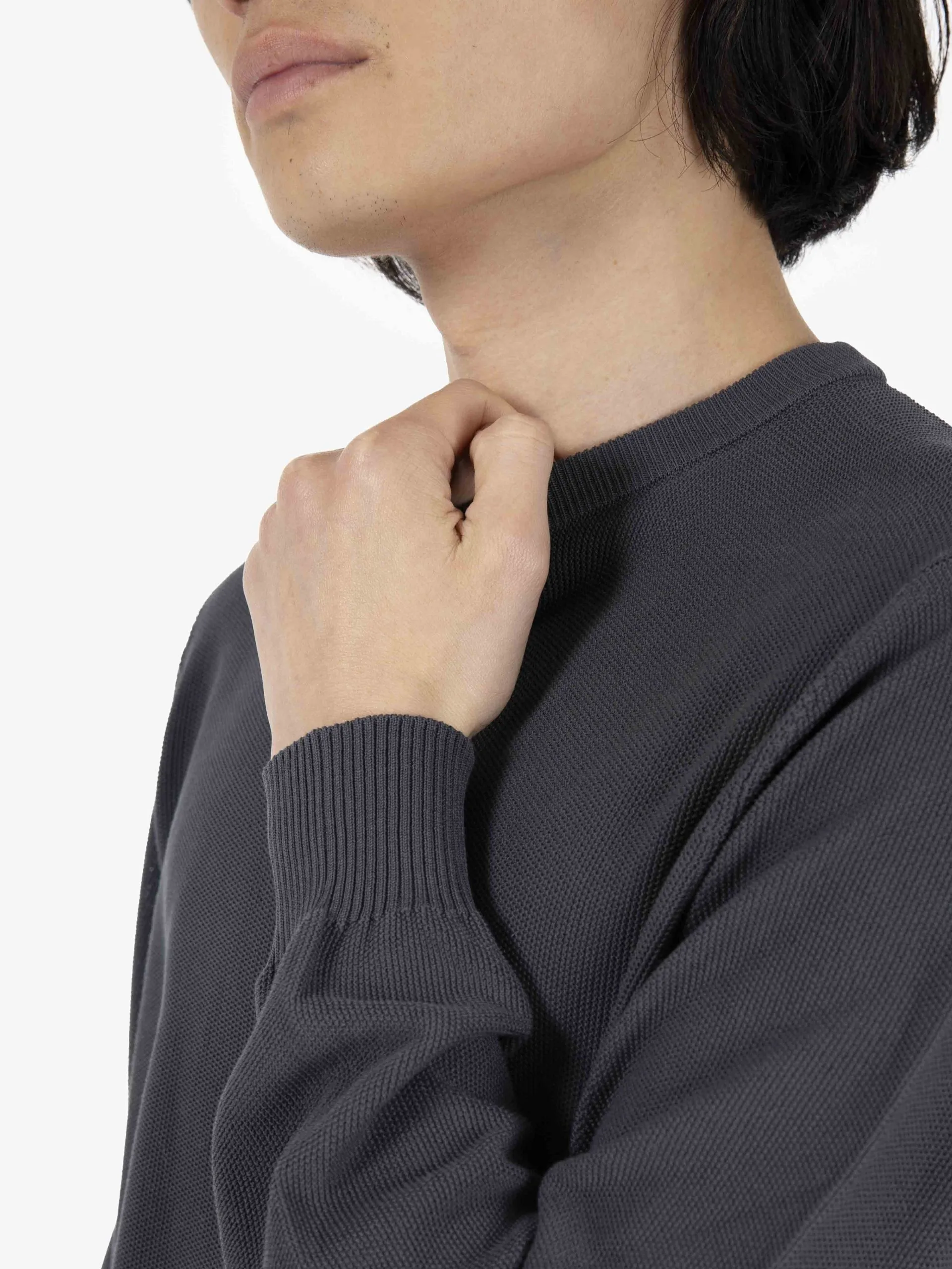 Maglione girocollo punto riso grafite