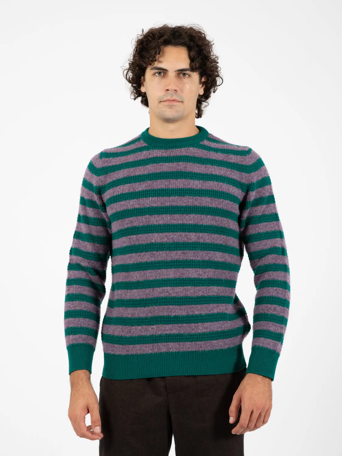 Maglione Owen girocollo a righe viola / verde