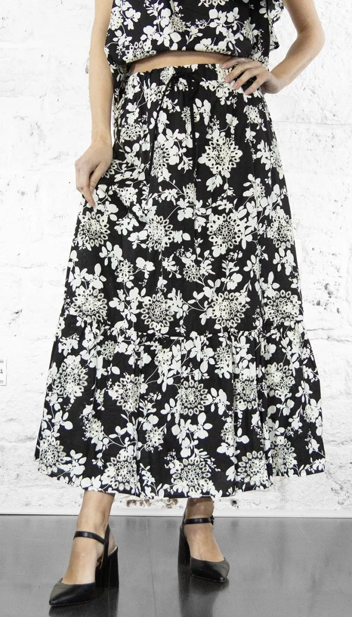 Gaudi Gonna longuette stampa floreale con ricami