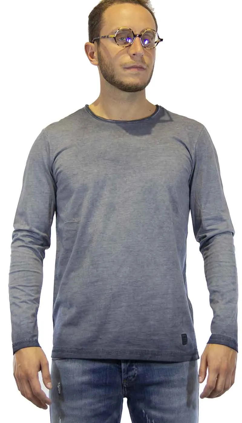 Gaudì Jeans T-shirt uomo maniche lunghe in cotone celeste polvere