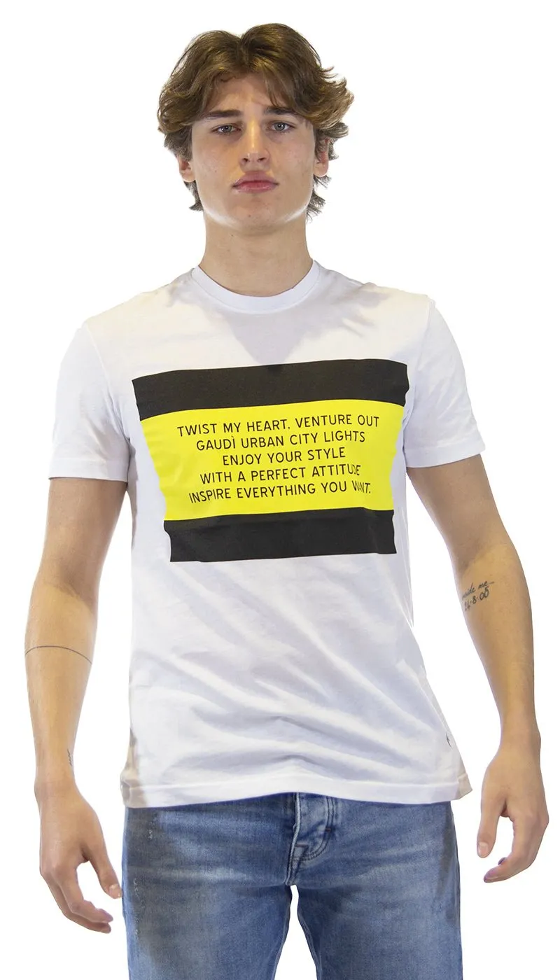Gaudì T-shirt bianca con stampa. 111GU64071