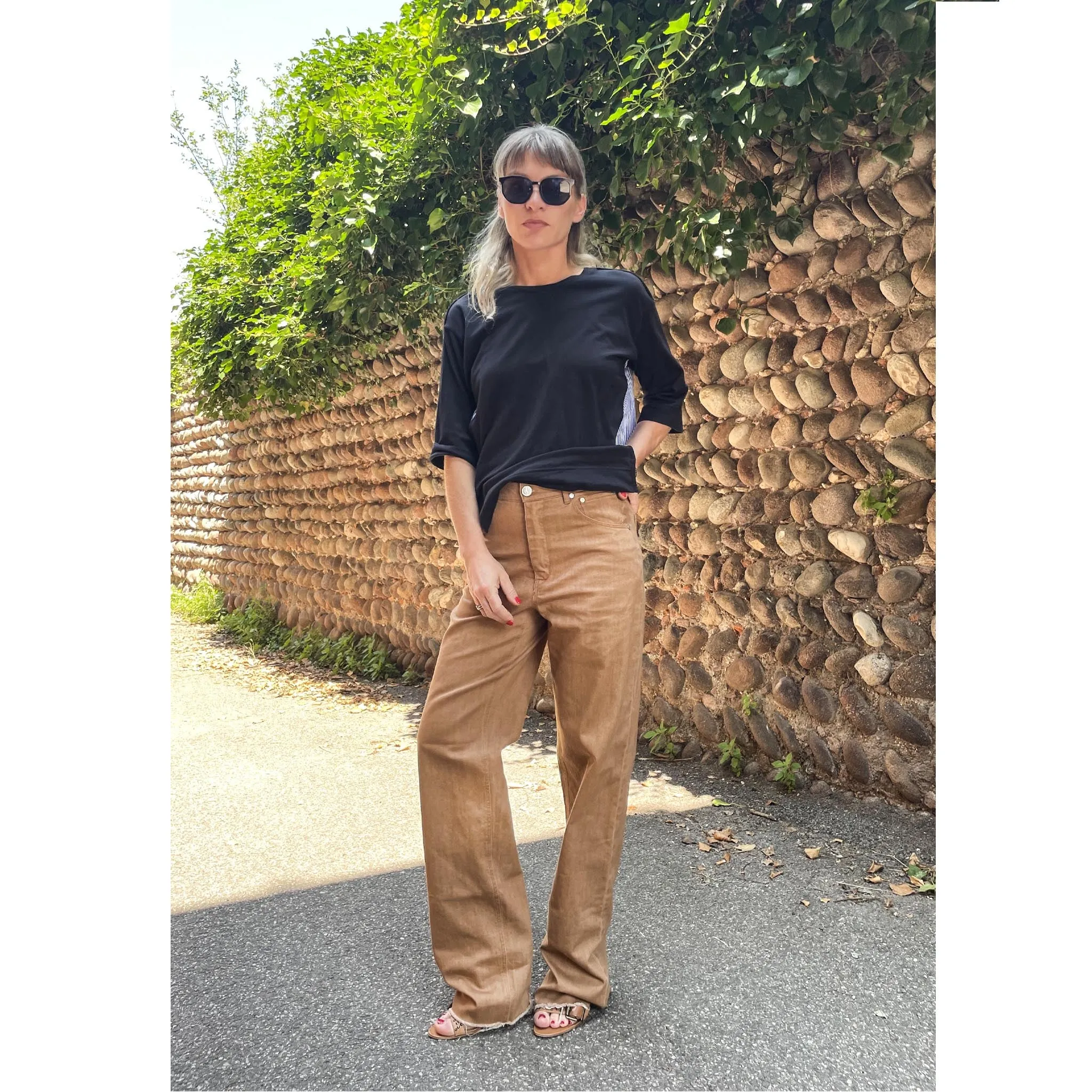 GENEVE Camel - Jeans fiammato stretch