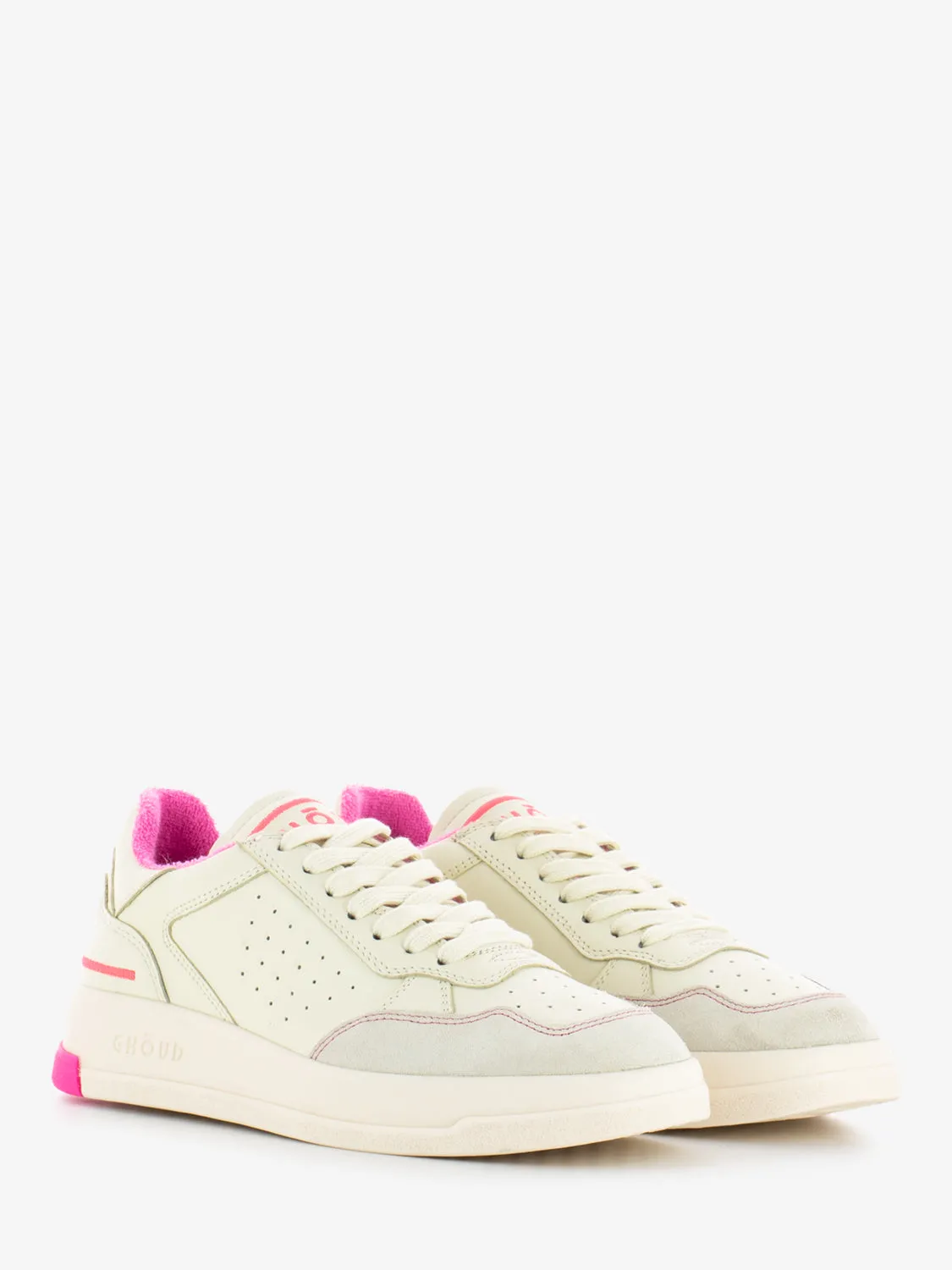 Sneakers Tweener fluo leather cream / fuxia