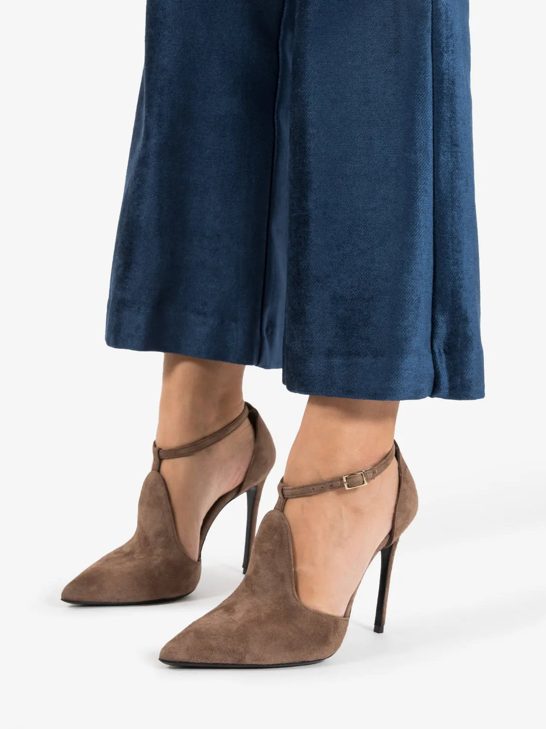 D'orsay in camoscio con cinturino acero