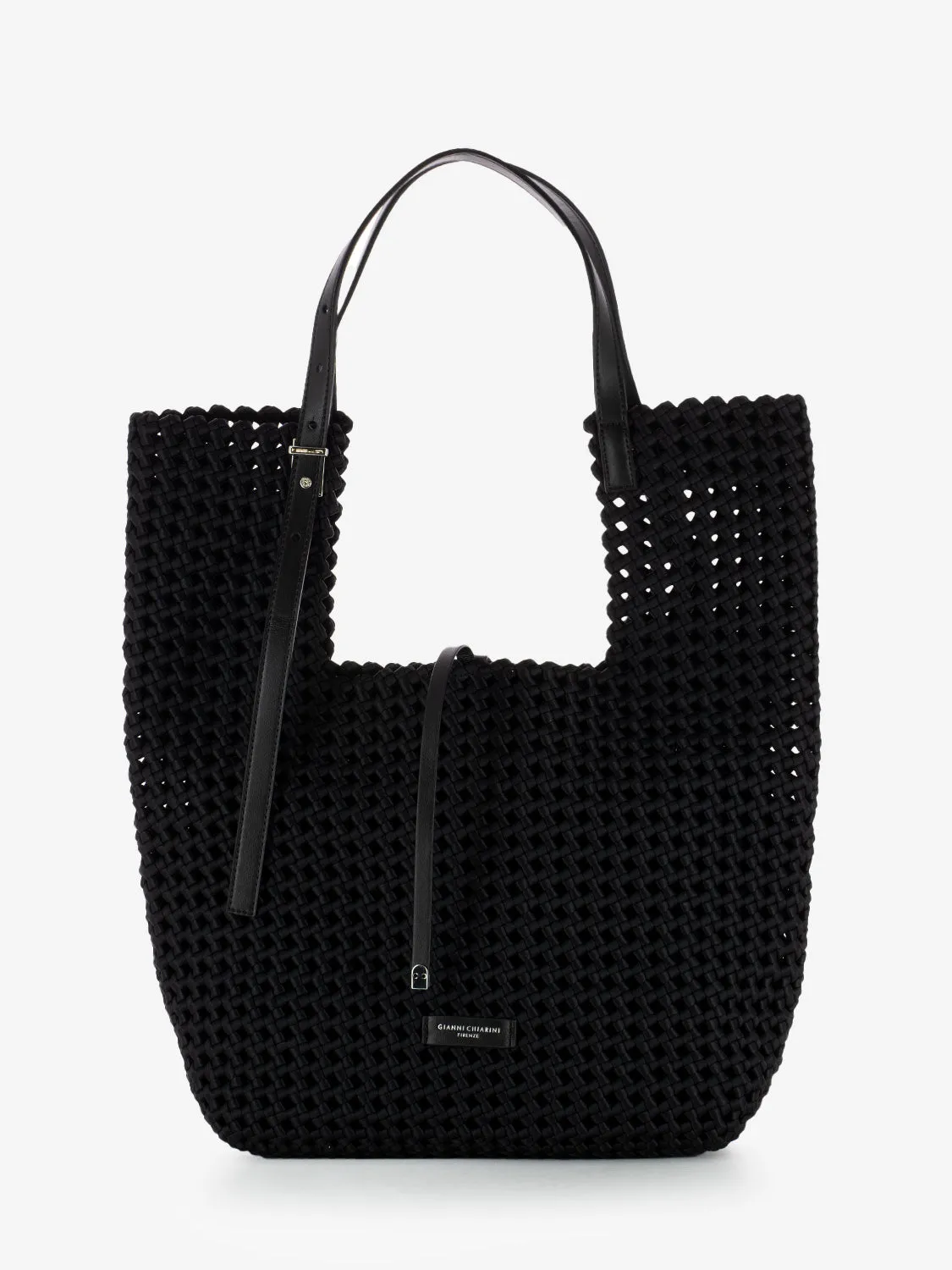 Borsa Ava in tessuto intrecciato nero