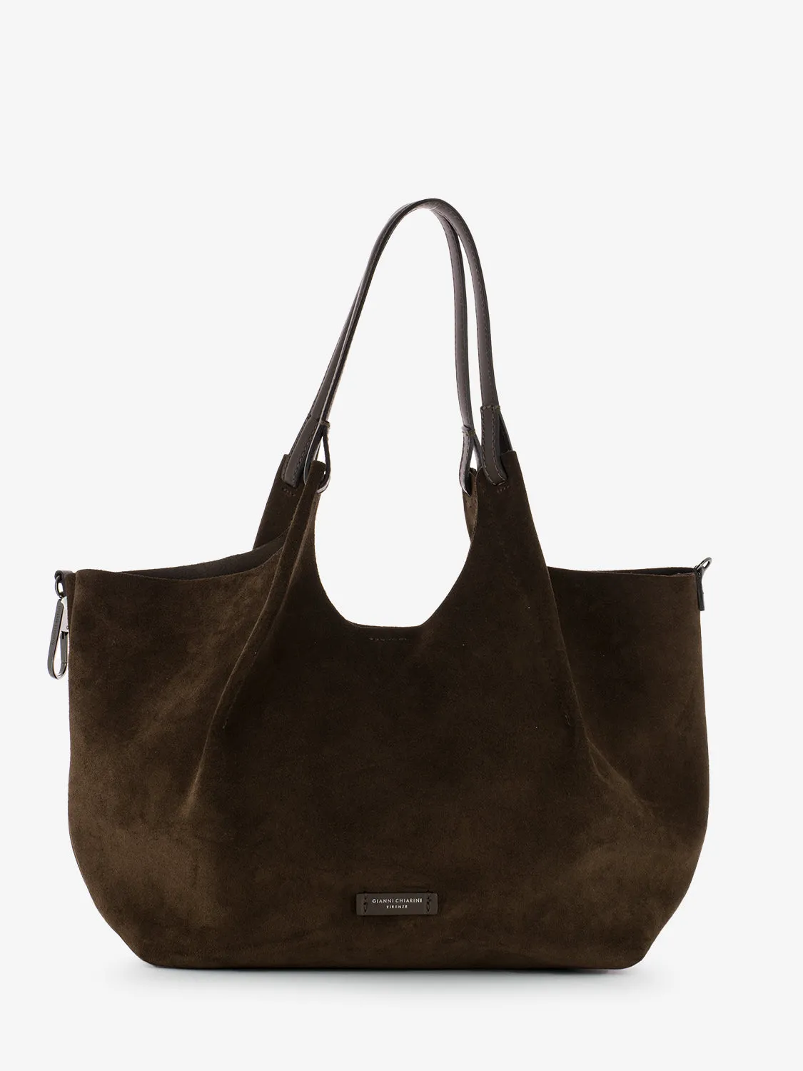 Borsa Dua large in camoscio cioccolato