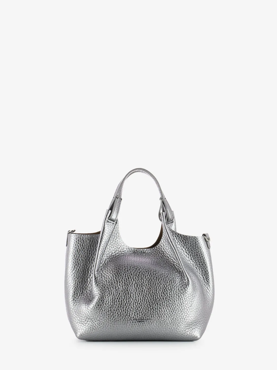 Borsa Dua small in pelle dark silver / castoro