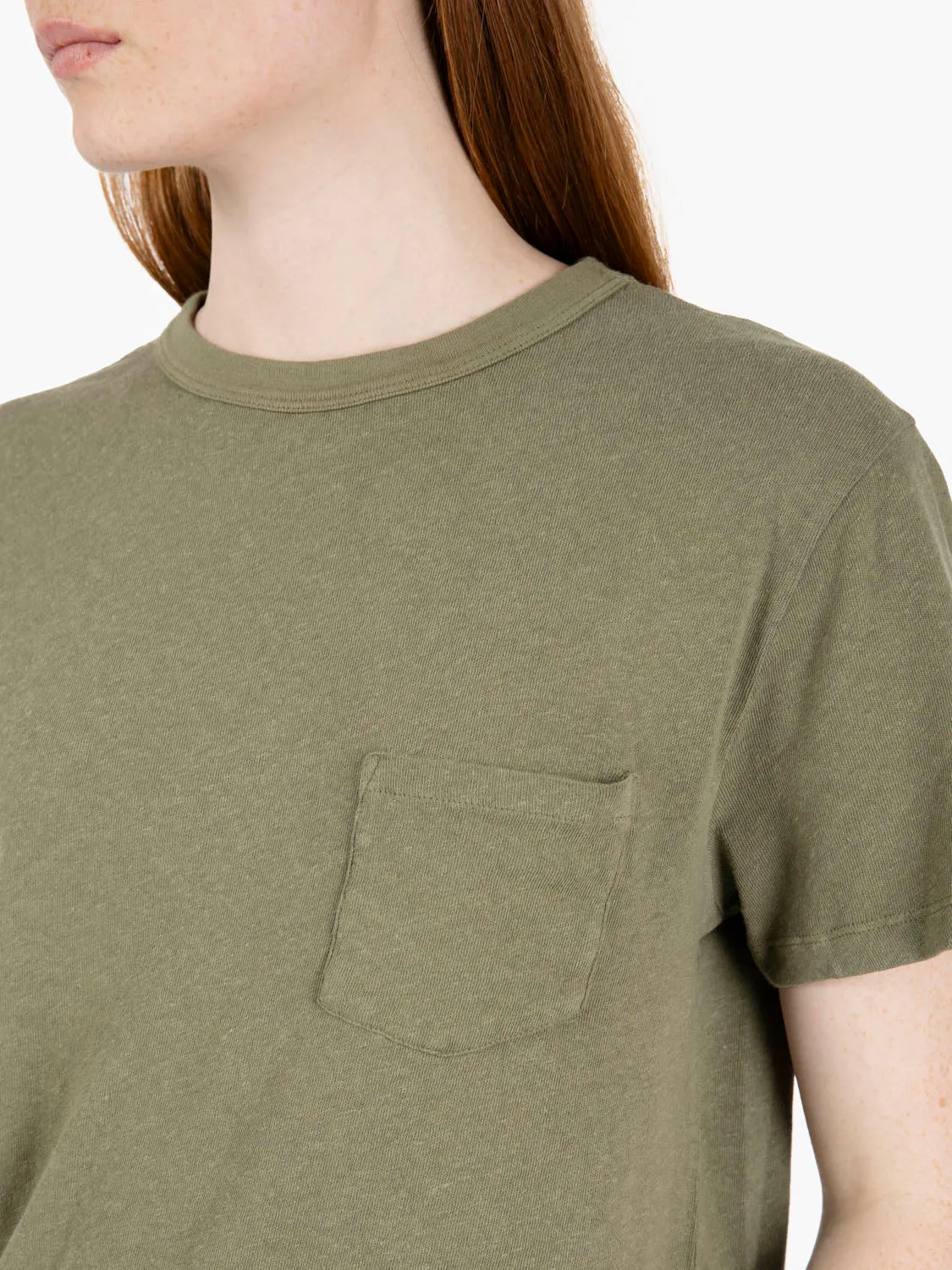T-shirt pocket cotton hemp litchen