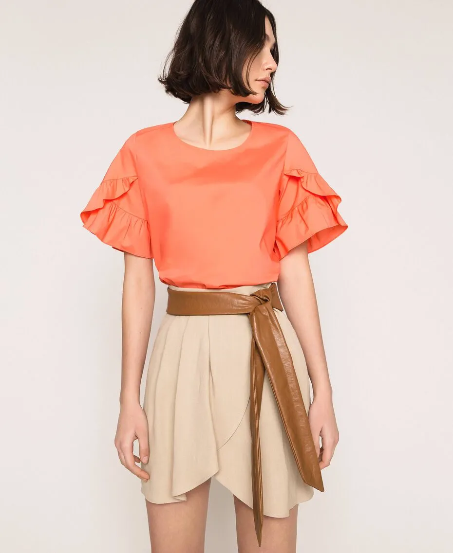 Gonna TwinSet in Canvas di lino Beige