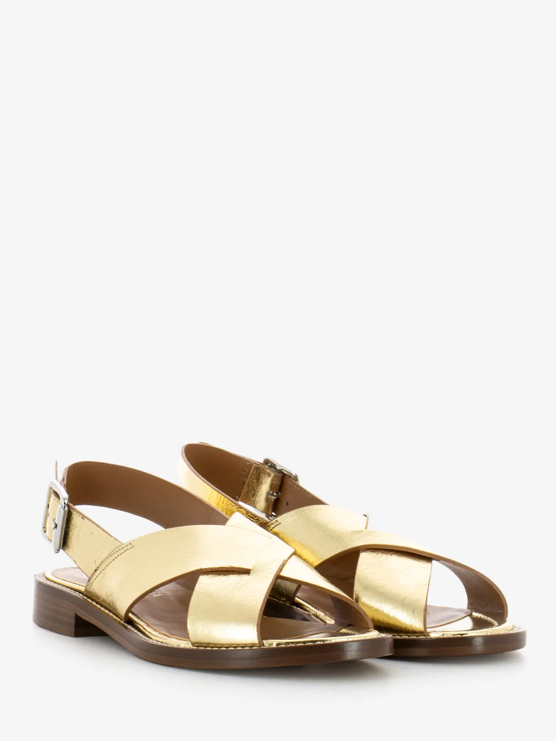 Sandali con fasce a incrocio platino