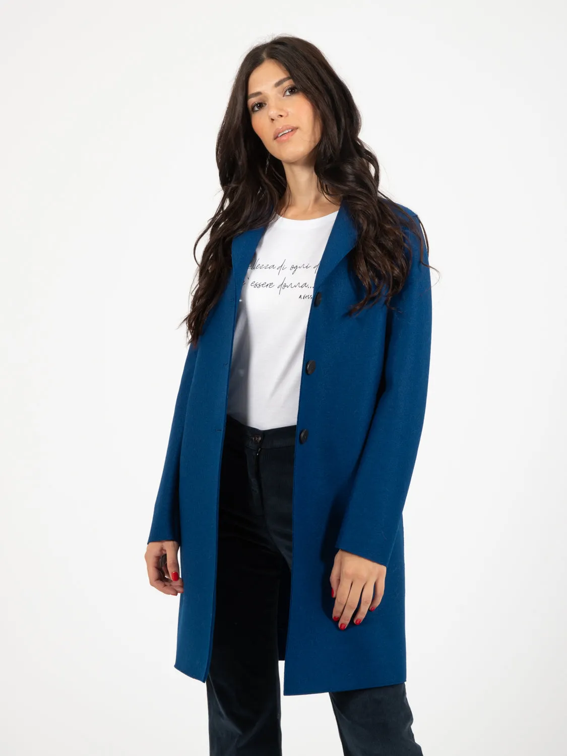 Cappotto button up boxy oxford blue