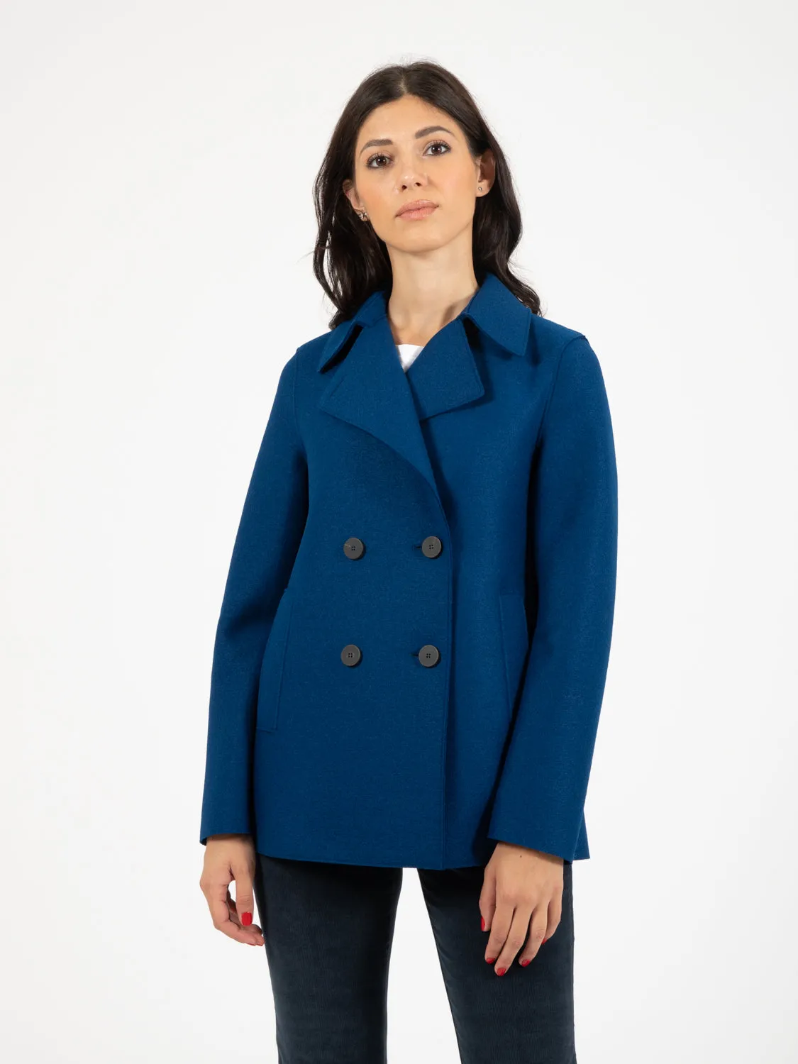 Cappotto peacoat pressed wool oxford blue