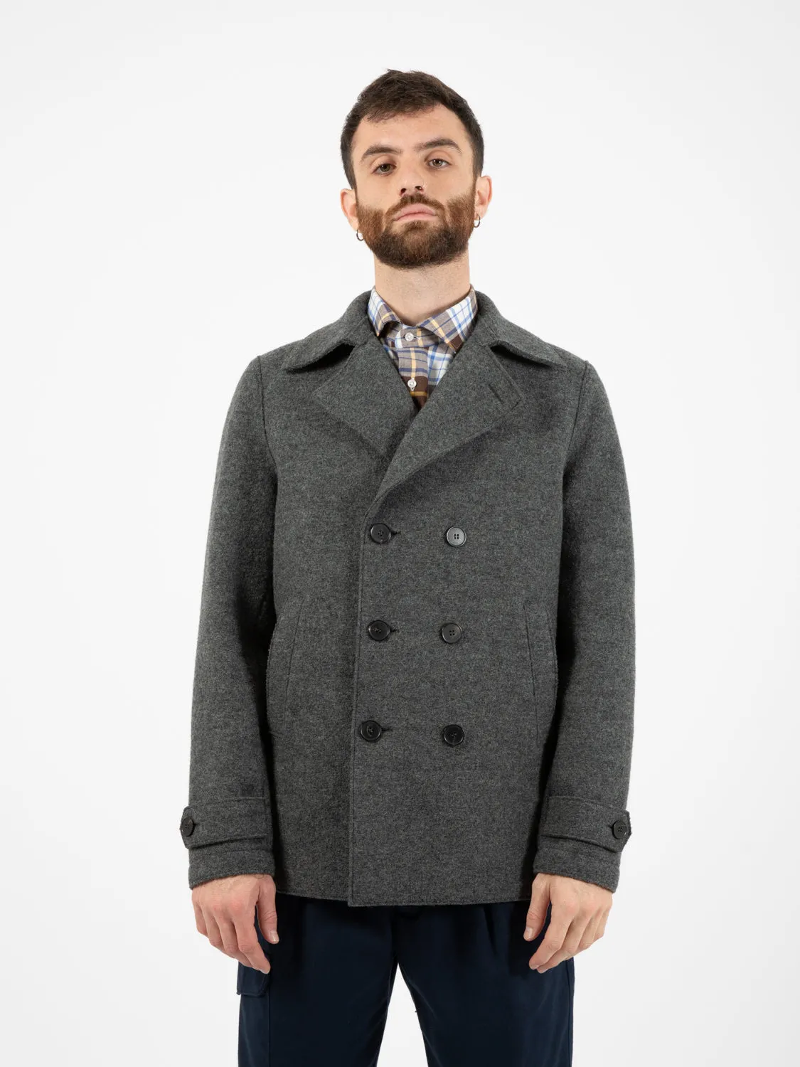 Peacoat boiled wool teddy grey