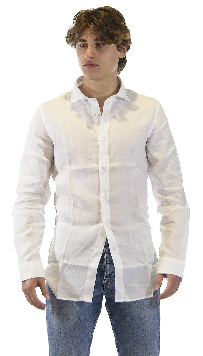 Havana & Co Camicia bianca in lino. H4876PW/C5074LT