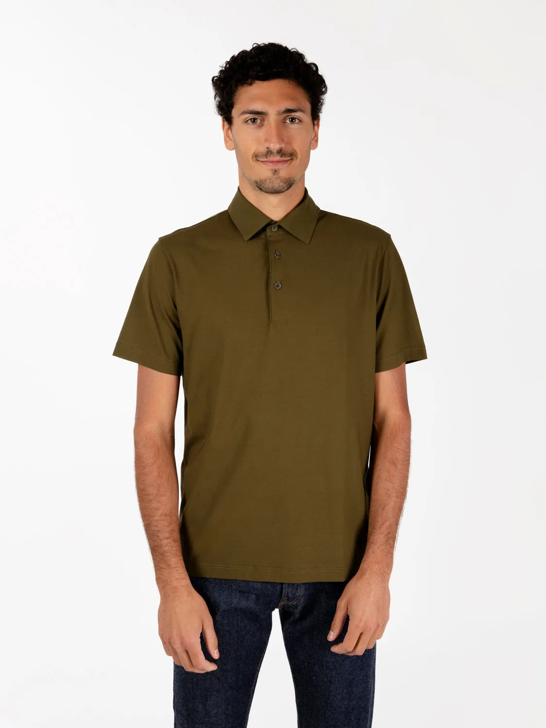 Polo in jersey crêpe military