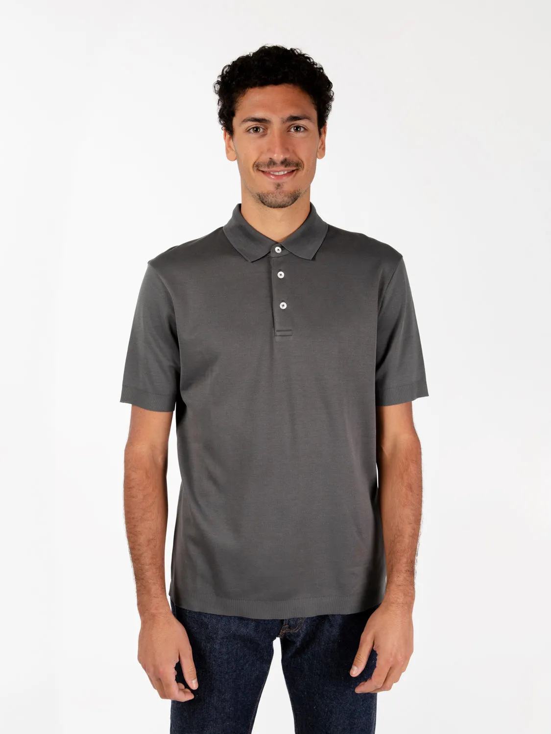 Polo in jersey crêpe grigio