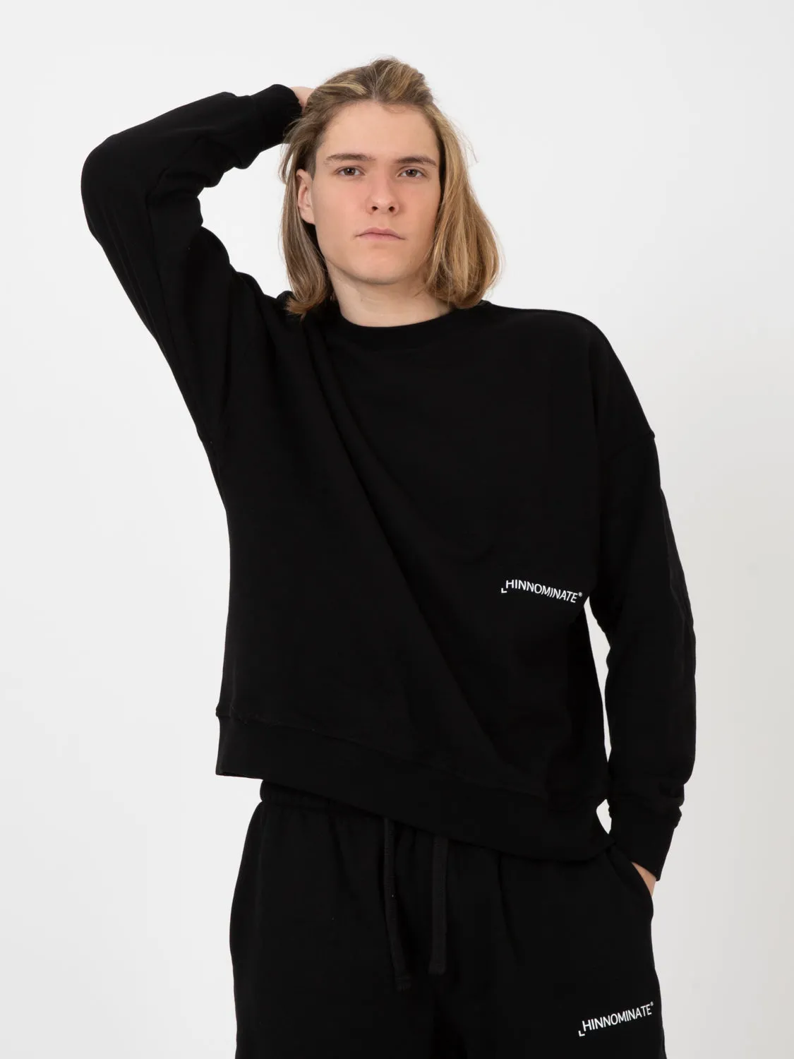 Felpa girocollo manica lunga nero