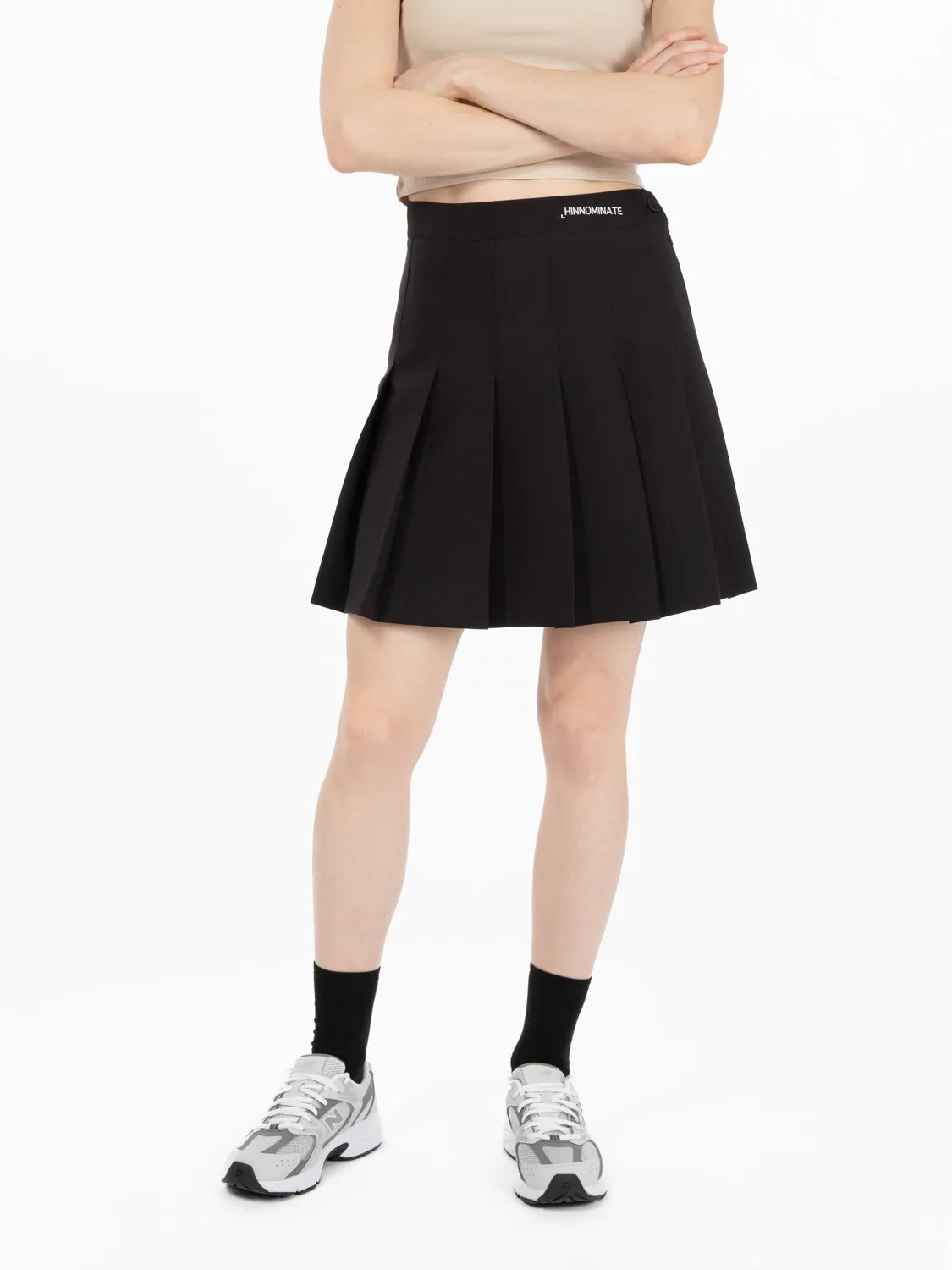 Gonna plissettata logo lettering nero