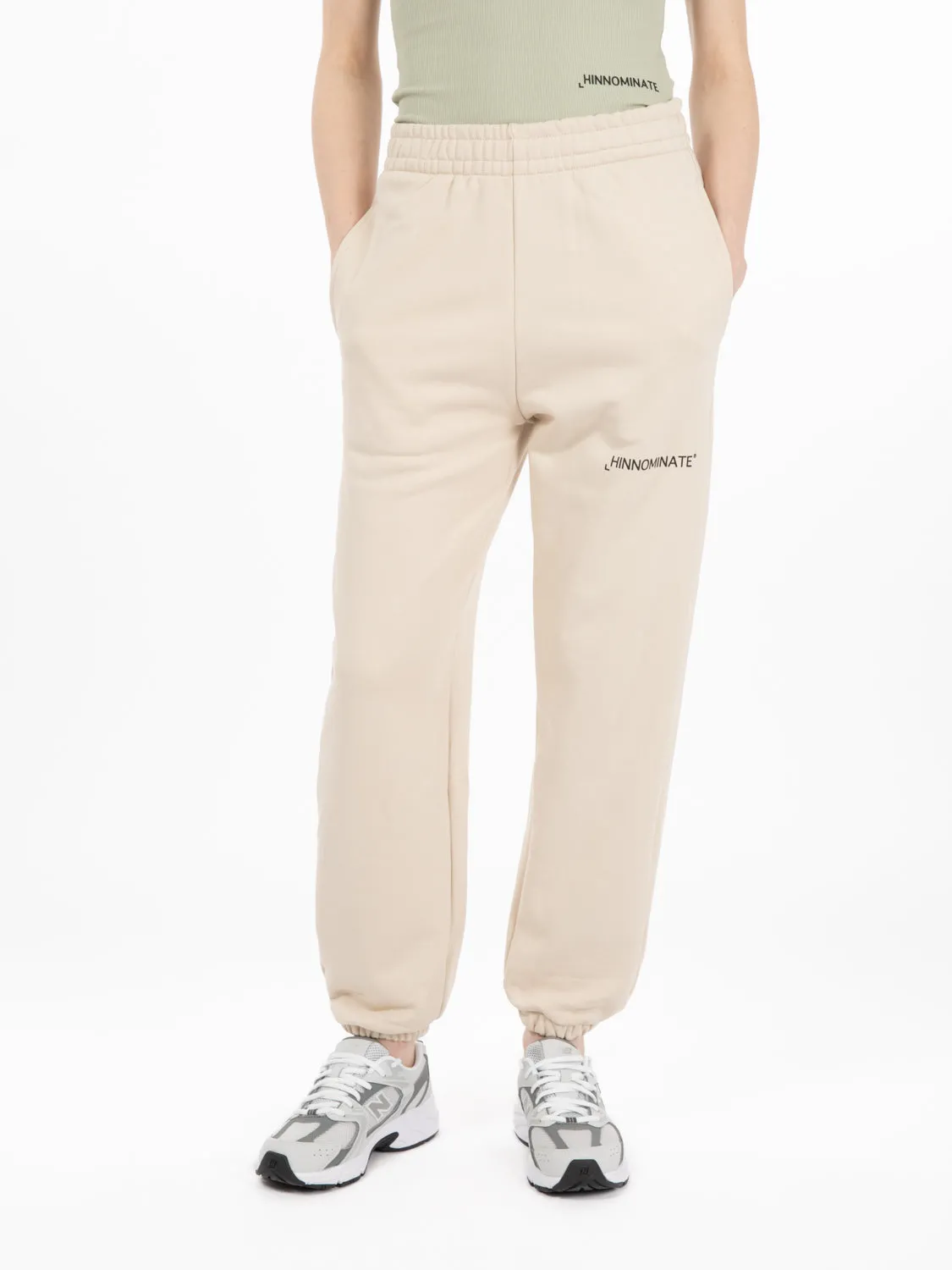 Jogger in felpa beige sand