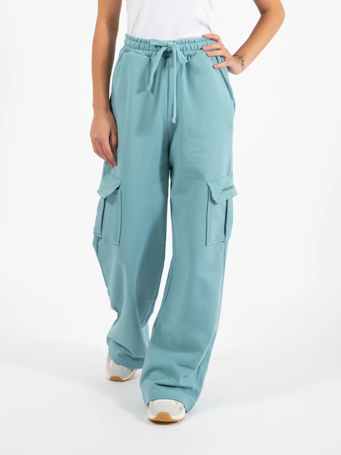 Pantalone a palazzo in felpa con tasche parrot