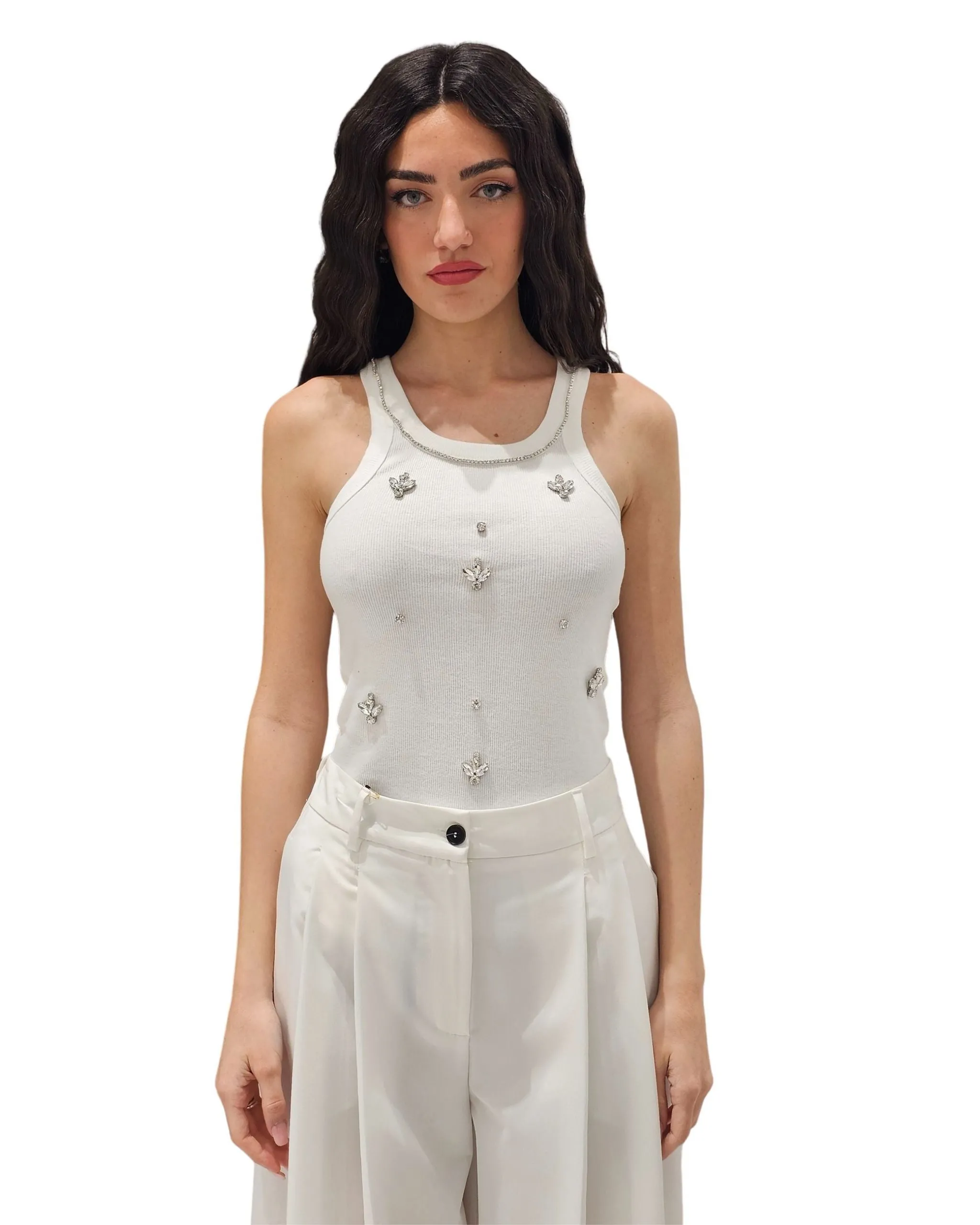 Vicoolo Top con applicazioni gioiello