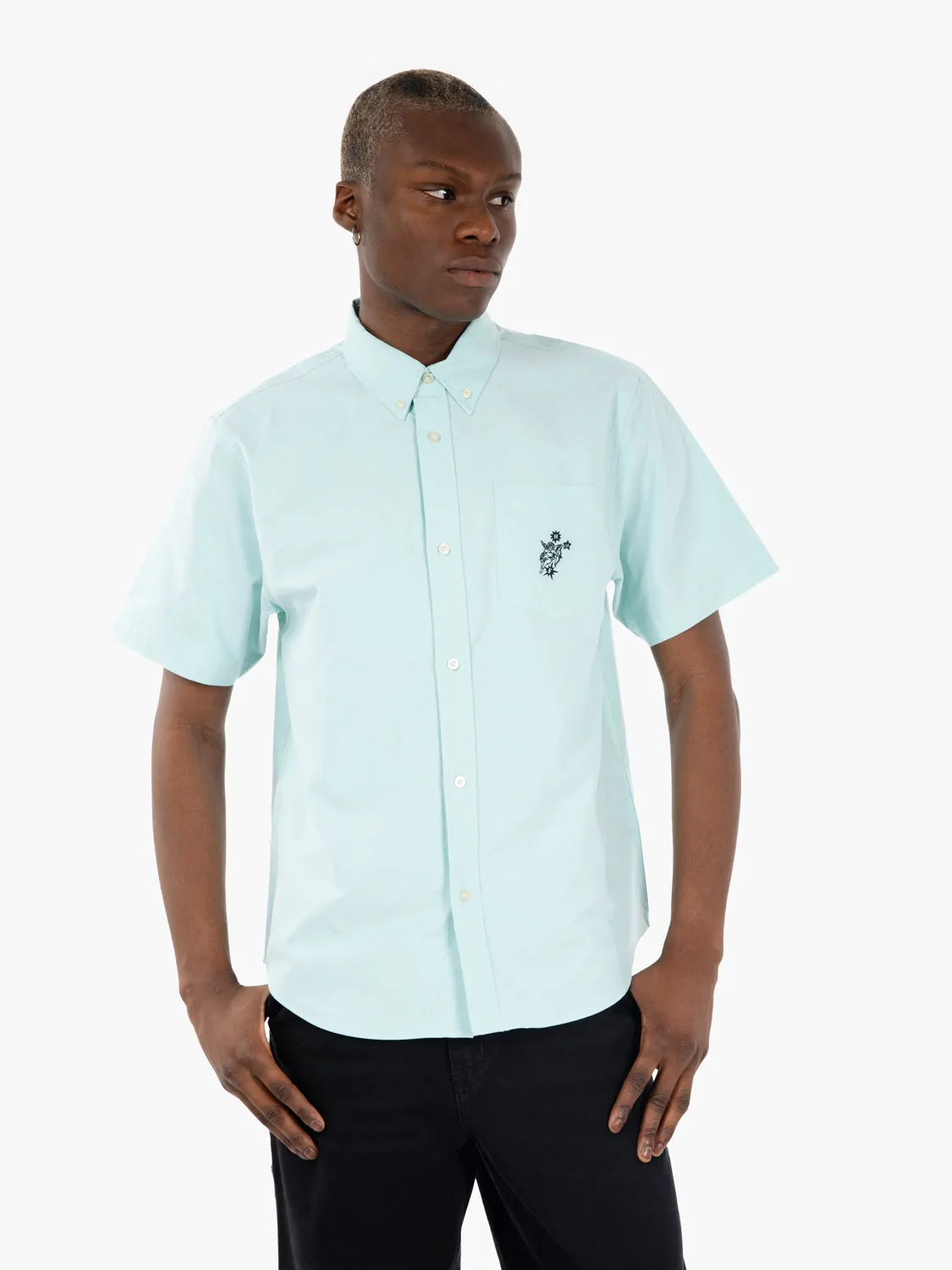 Camicia Oxford a maniche corte diffused jade