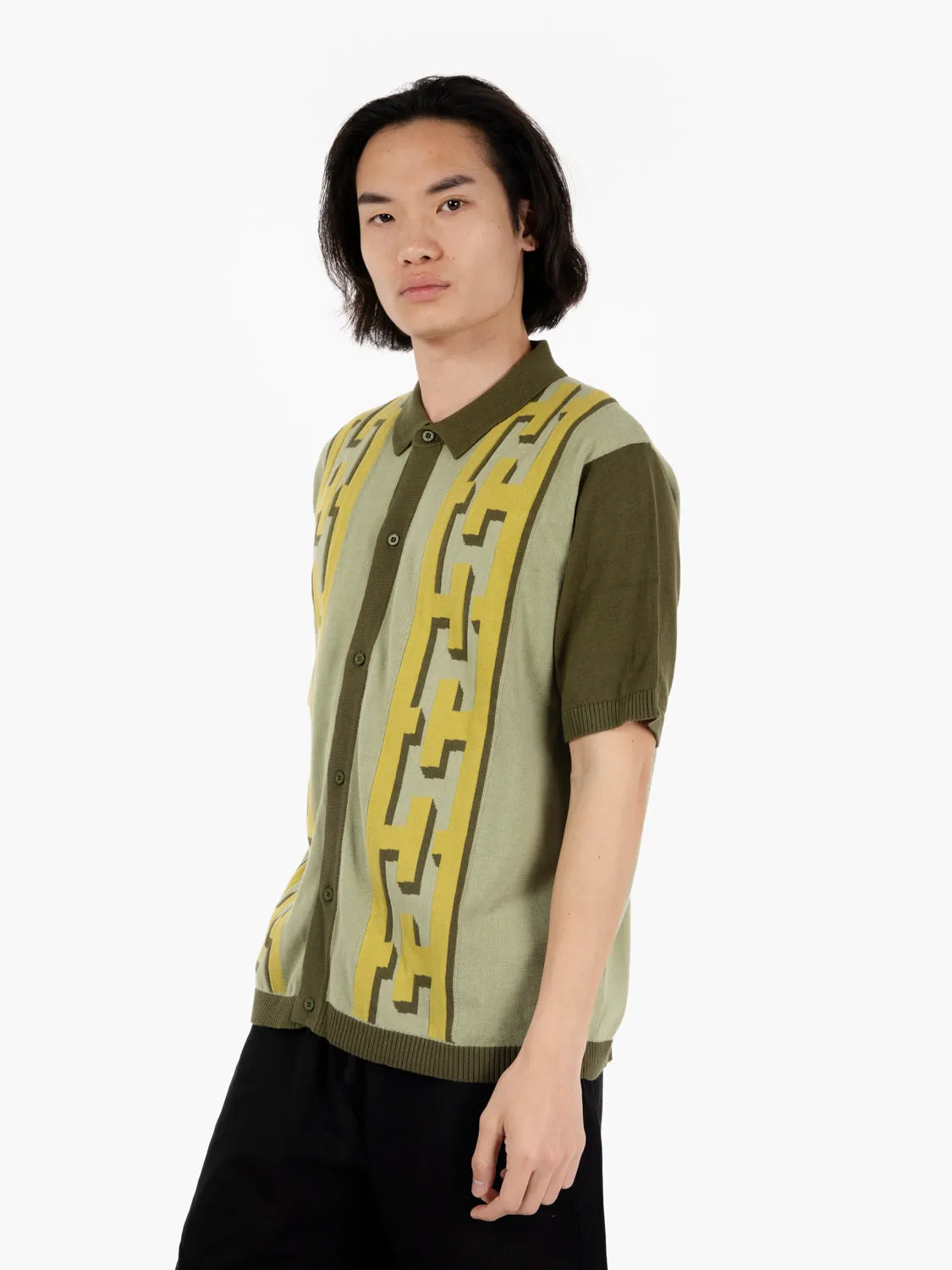 Pillar shortsleeves knit sweater moss