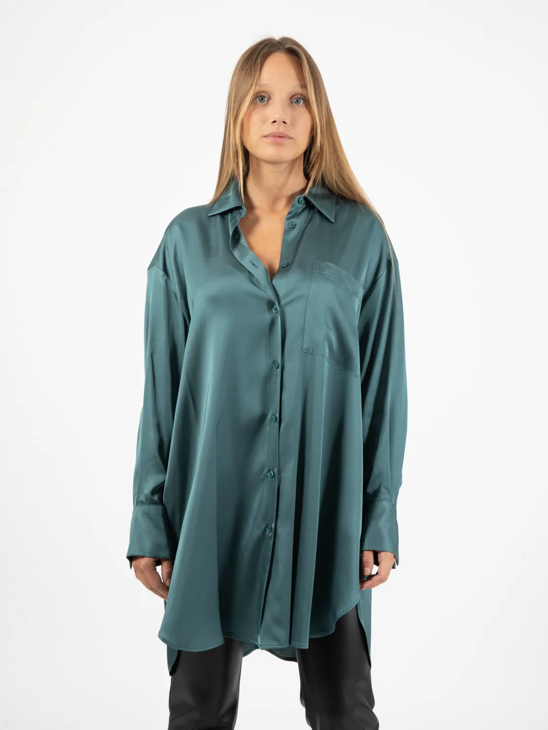 Camicia fluida in viscosa ottanio