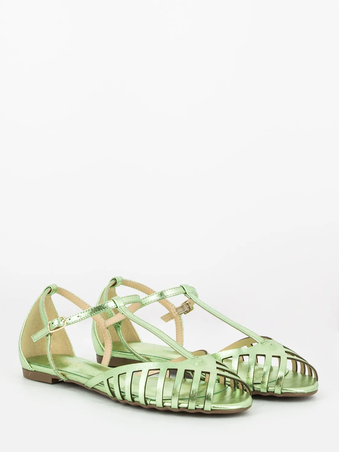 Ballerine Cristal open-toe a gabbia lemon