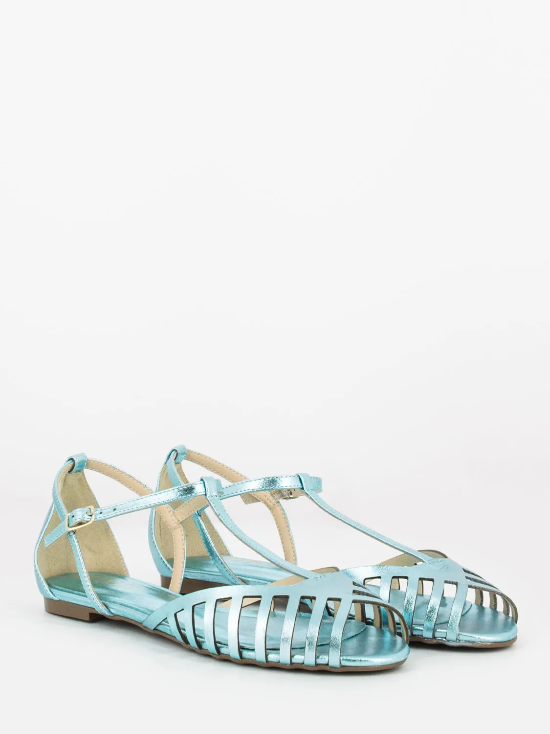 Ballerine Cristal open-toe a gabbia sky
