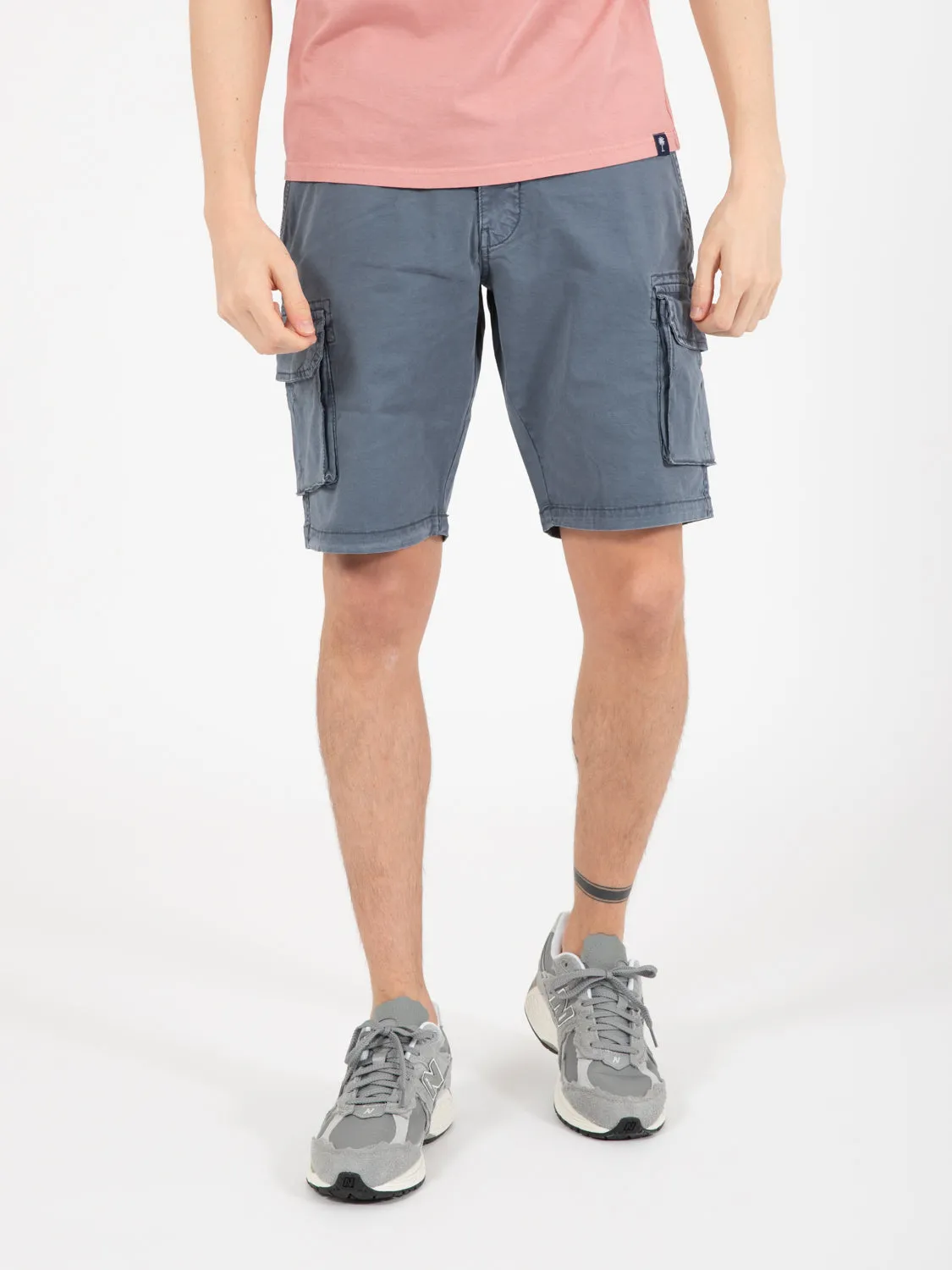 Bermuda cargo con tasche cotone avio