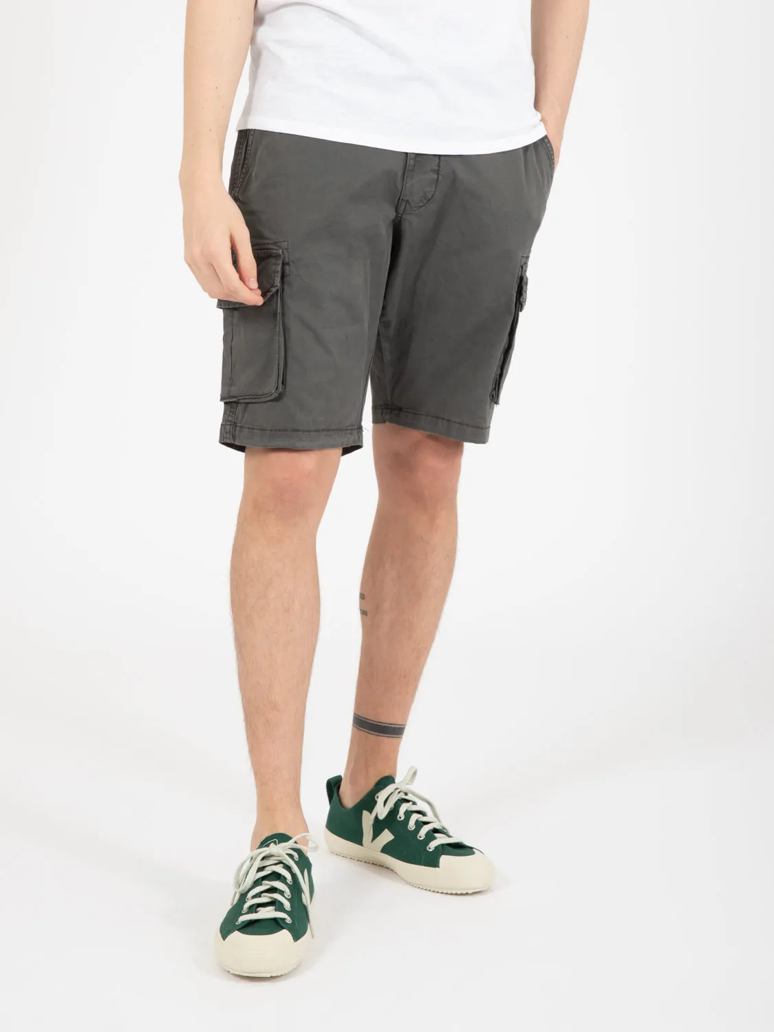 Bermuda cargo con tasche cotone grigio