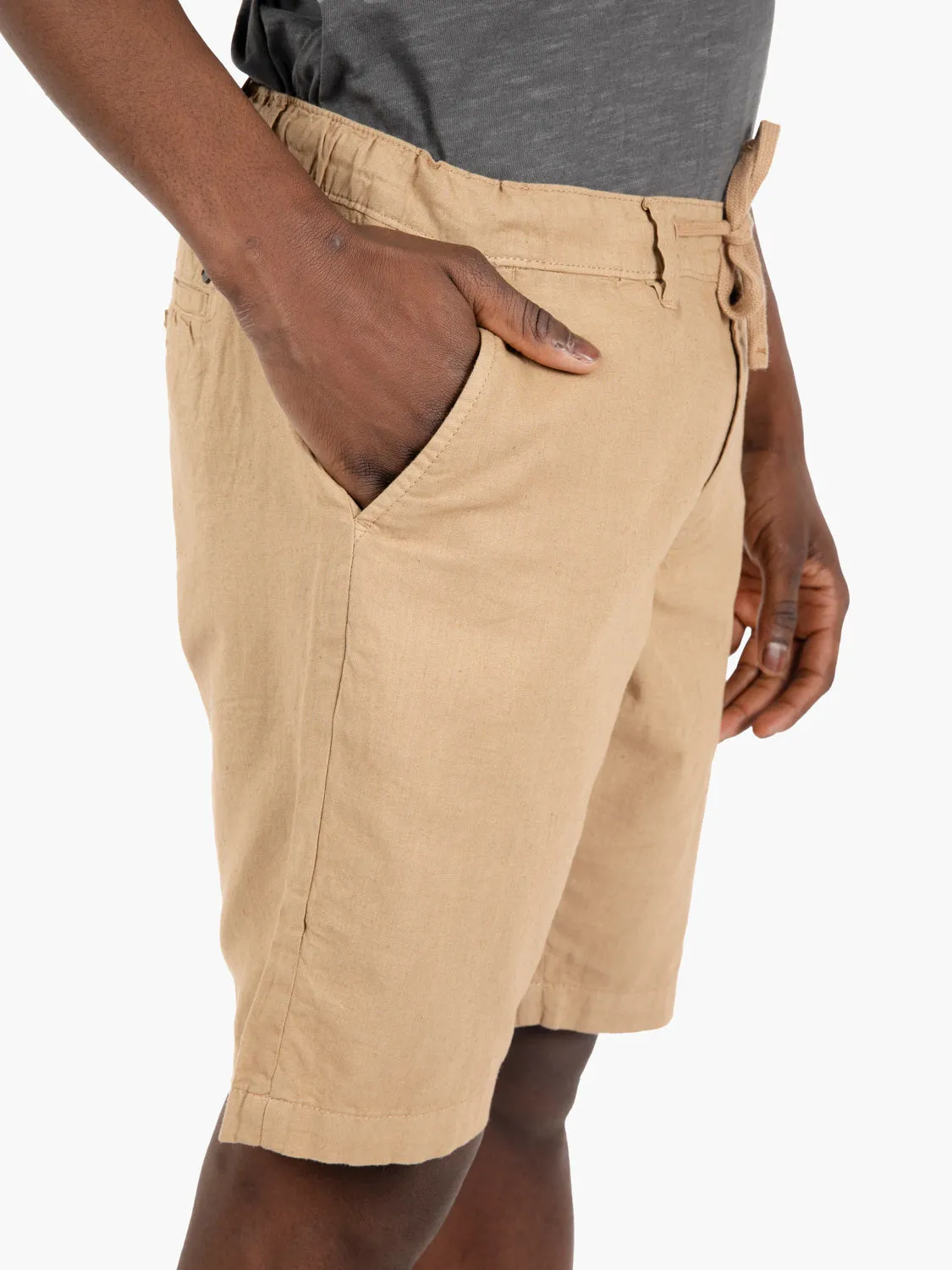 Bermuda short mixed linen beige