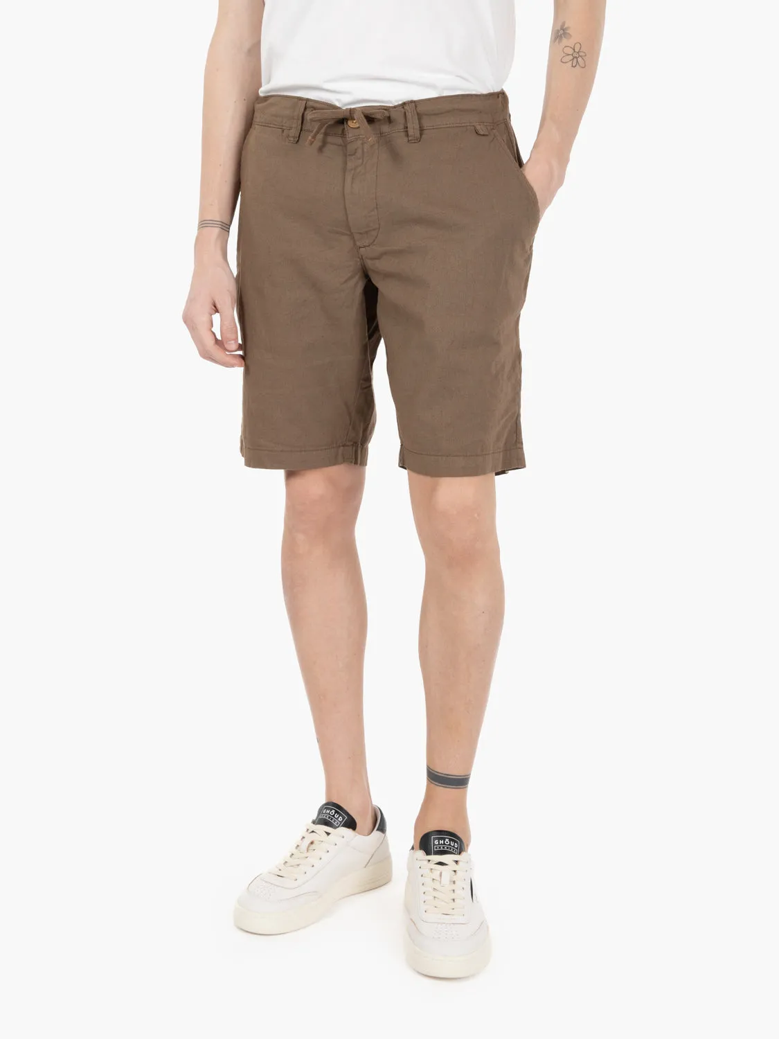 Bermuda short mixed linen mud