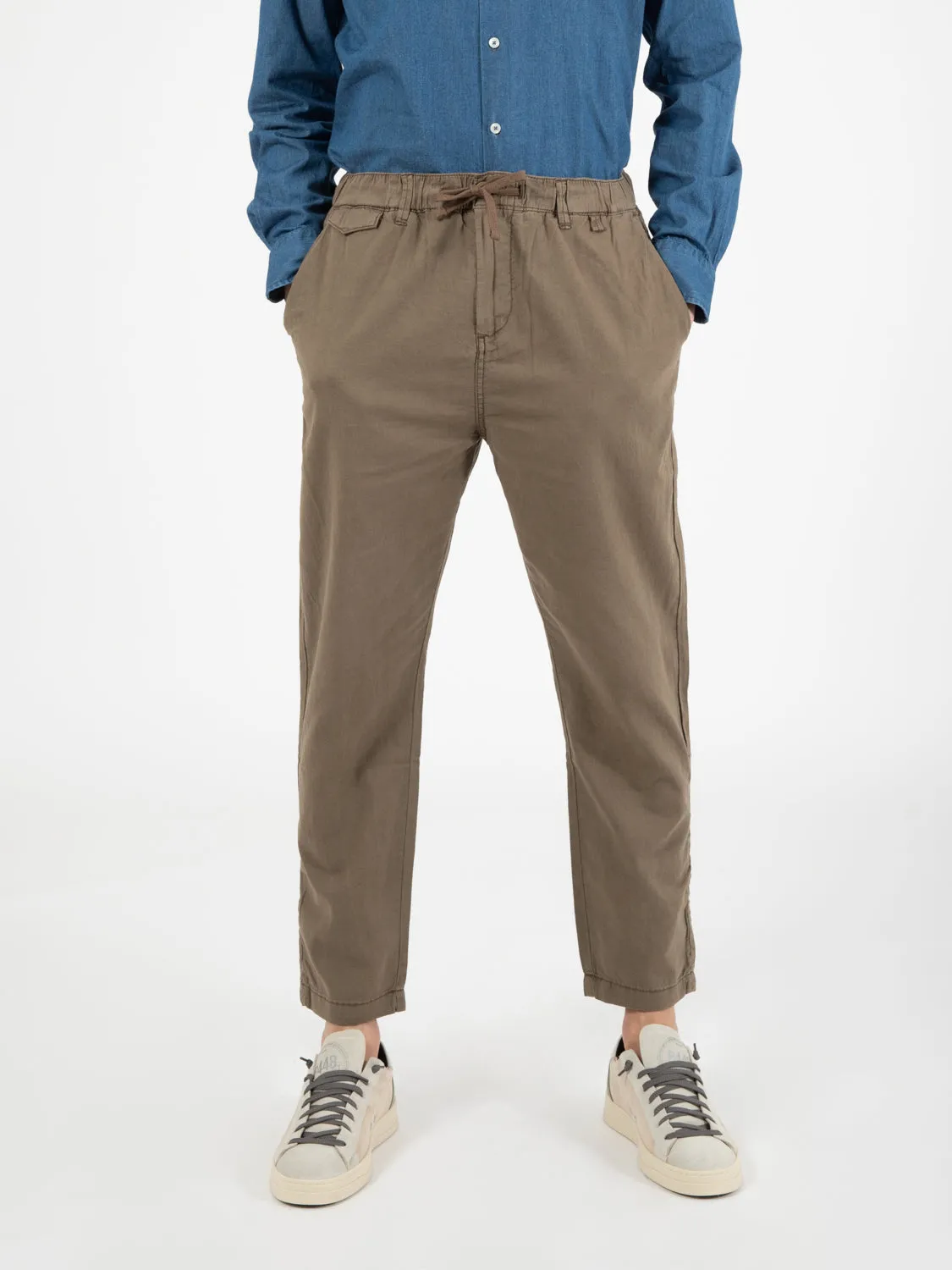 Chino long loose elastic mix linen mud