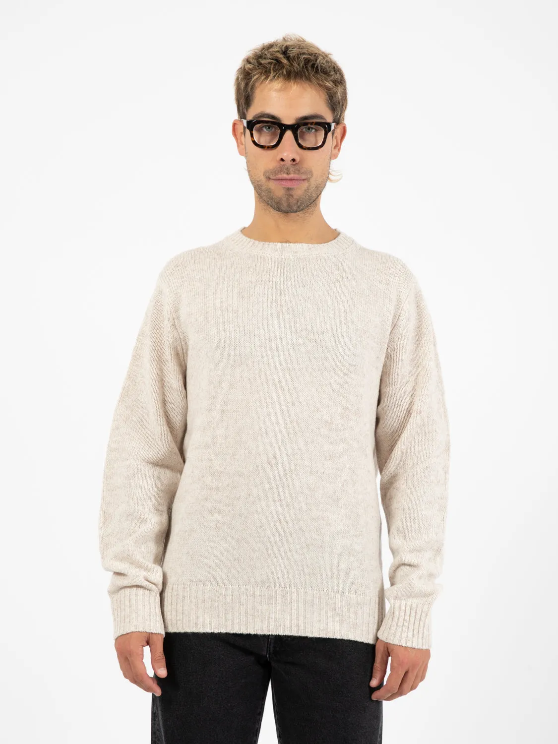 Maglione girocollo crema melange