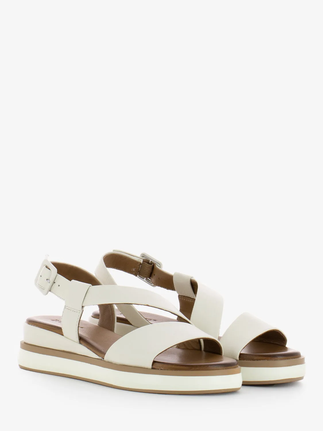Sandali fascia obliqua crema