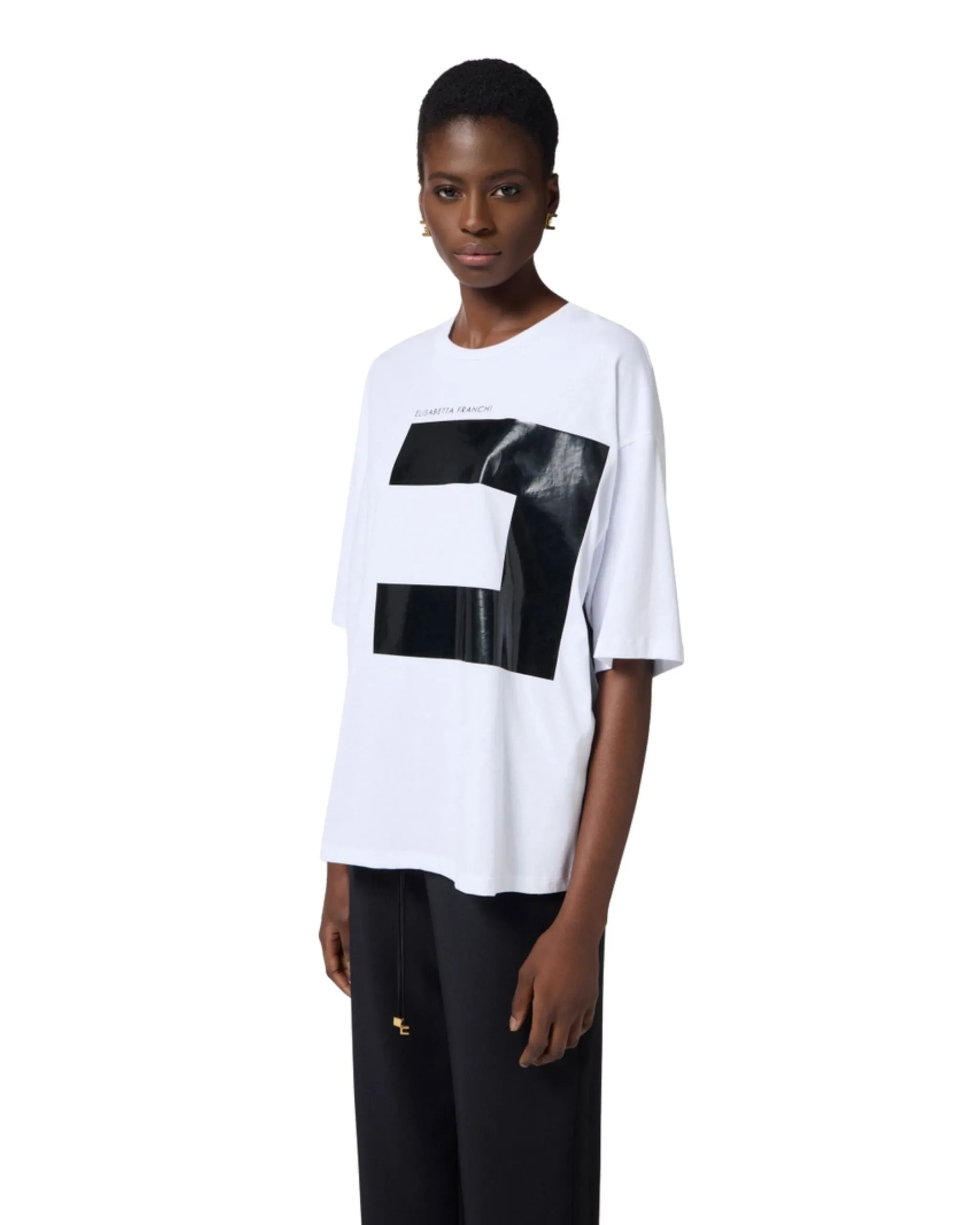 Elisabetta Franchi T-Shirt Over con macro logo