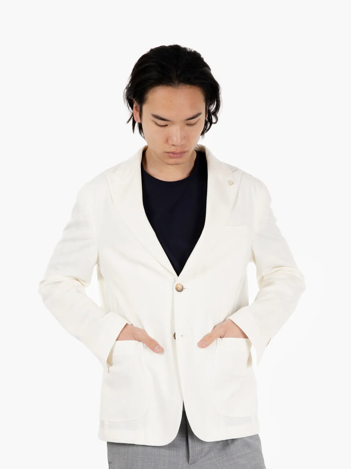 Blazer monopetto spina di pesce bianco