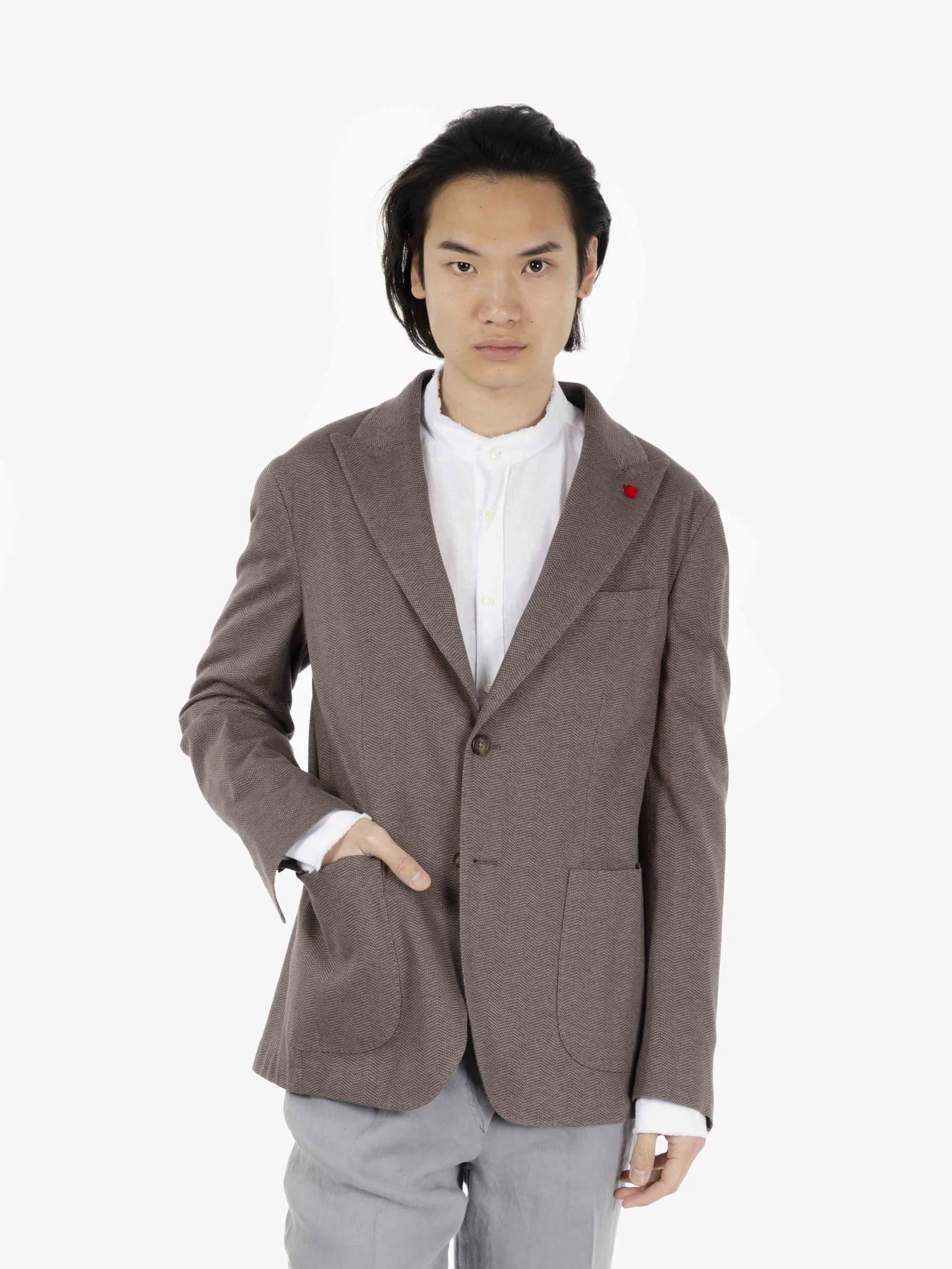 Blazer monopetto spina di pesce marrone