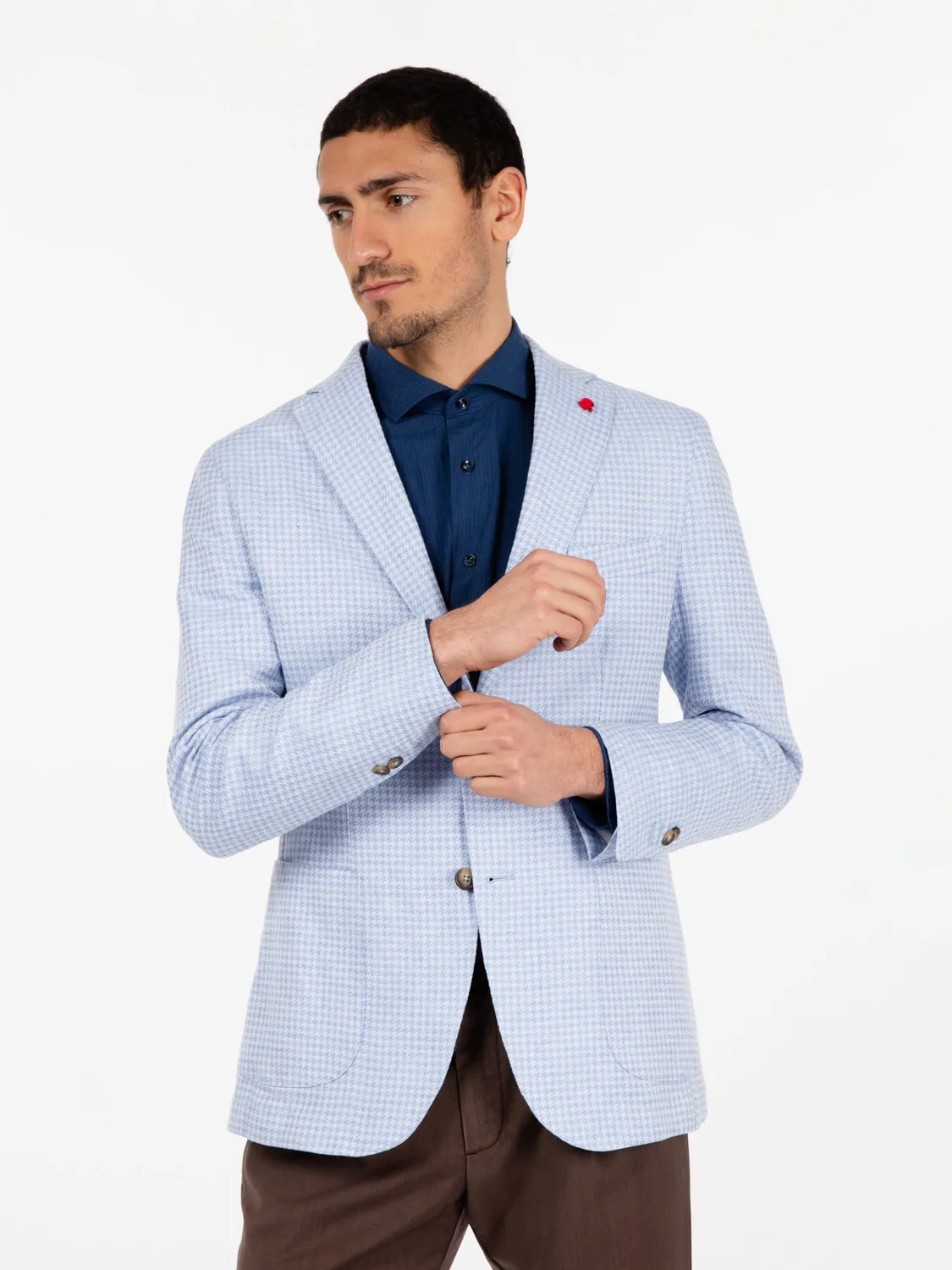 Blazer pied de poule bianco / azzurro
