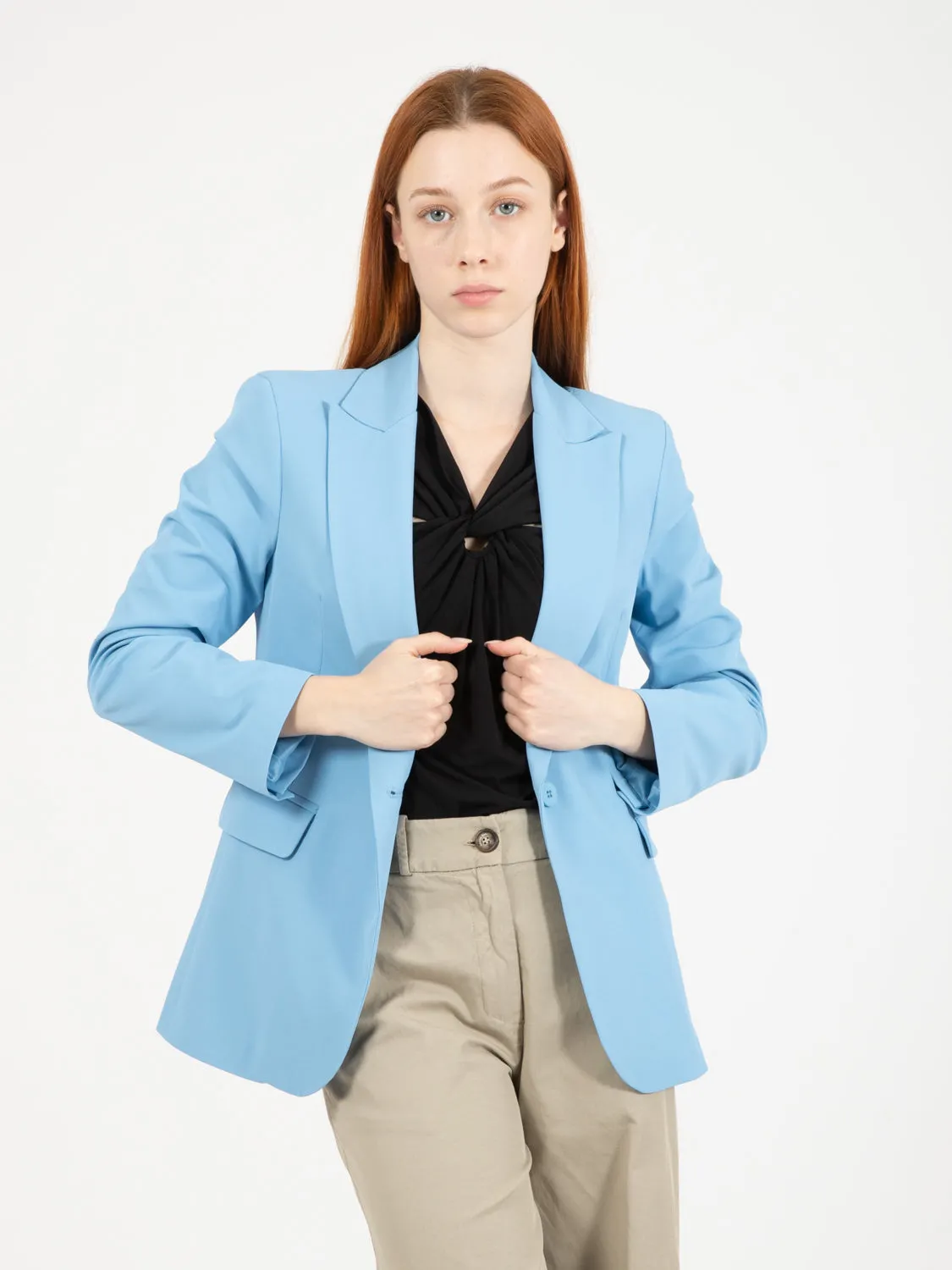 Blazer single-button cielo