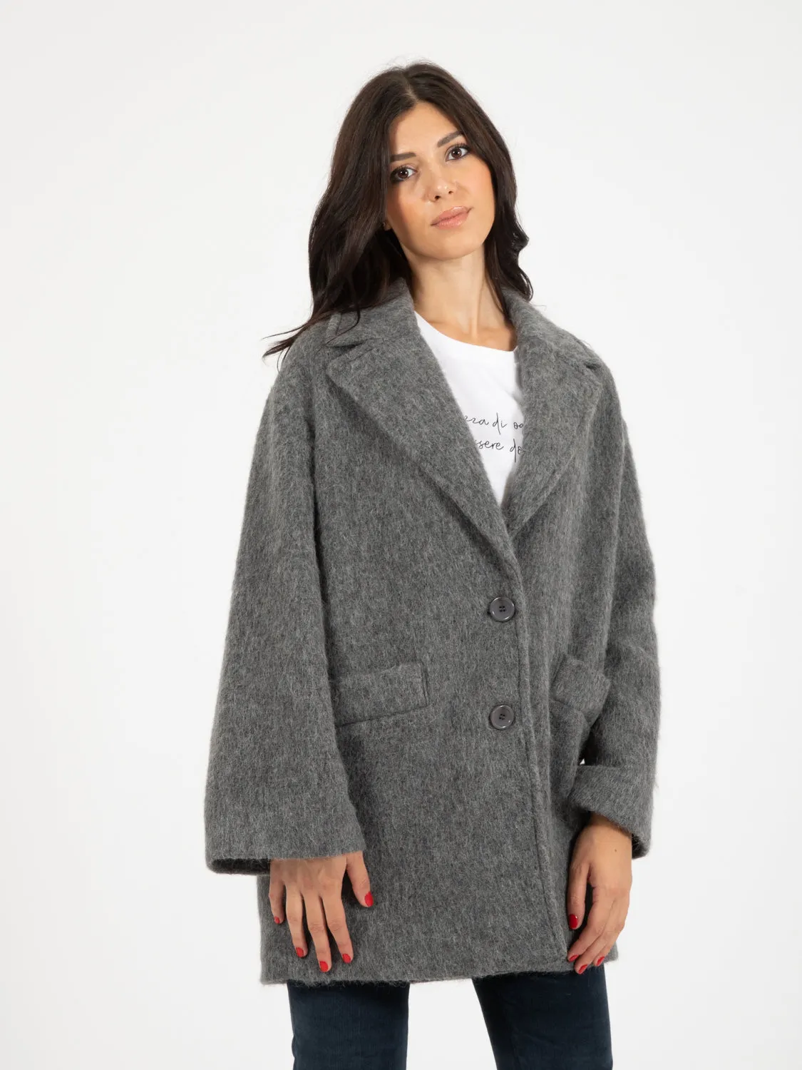 Cappotto ovetto mohair grigio